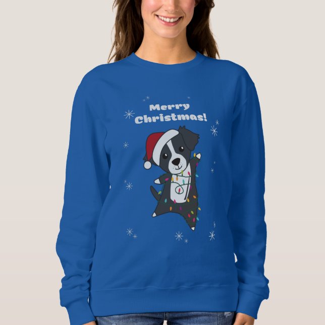 Moletom Cachorro de Natal na fronteira Cachorro de inverno (Frente)