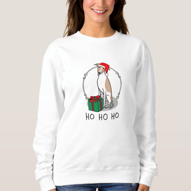 Moletom Cachorro de Natal Santa Hat Fawn e Cachorro Branco (Frente)