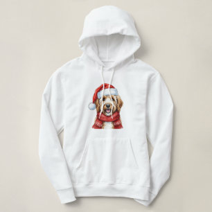 Moletom Cachorro Doodle Fofo Chapéu e Cachecol de Natal de
