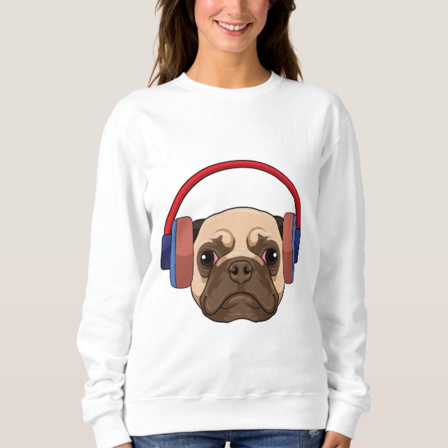 Moletom Cachorro em Música com Fone de Ouvido (Frente)
