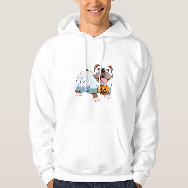 Moletom Cachorro Fantasma Bulldog Dia das Bruxas (Frente)