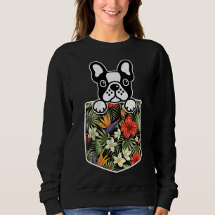 Moletom Cachorro Francês Cachorro-Grande No Bolso De Flor 