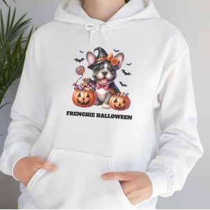 Moletom Cachorro francês fofo de Halloween, bruxa de doces