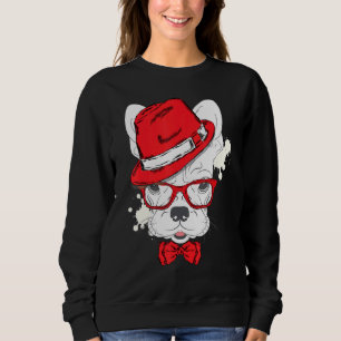Moletom Cachorro Francês Vestido Um Chapéu E Óculos