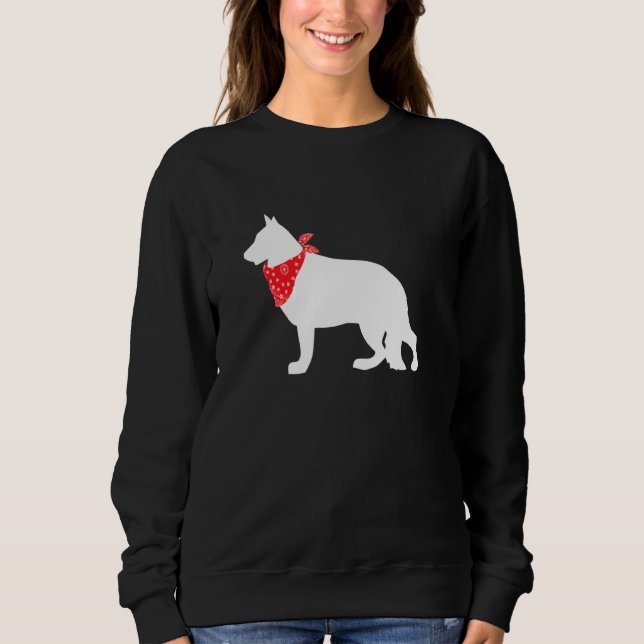 Moletom Cachorro german shepherd Vestindo Bandana Vermelha (Frente)