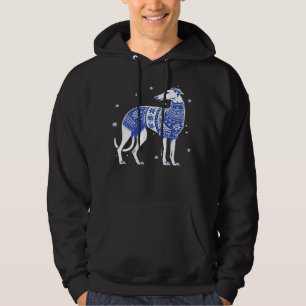 Moletom Cachorro Greyhound de Natal Vestindo uma Blusa Fei