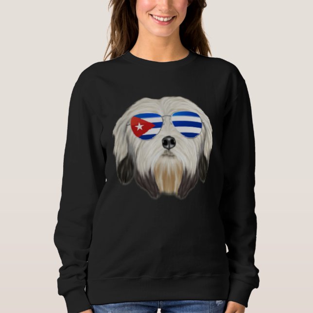 Moletom Cachorro Lowchen da Bandeira Cubana Cuba Bolso (Frente)