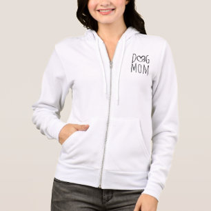 Moletom Cachorro Mãe Zip Up Hoodie com Doodle Heart and Pa