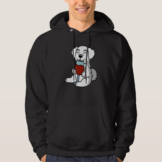 Moletom Cachorro Maltês Bebendo Vinho (Frente)