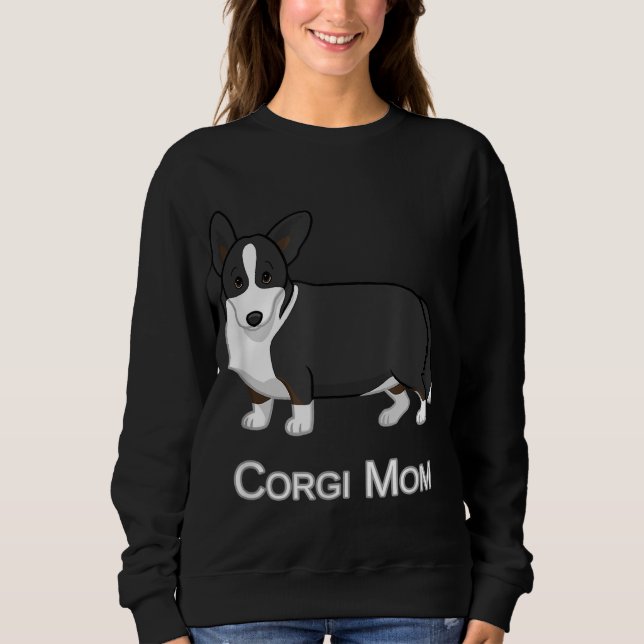 Moletom Cachorro Negro Bonito Cardigan Welsh Corgi Mãe (Frente)