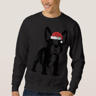 Moletom Cachorro Negro Cachorro Santa Hat Cachorro Feliz d