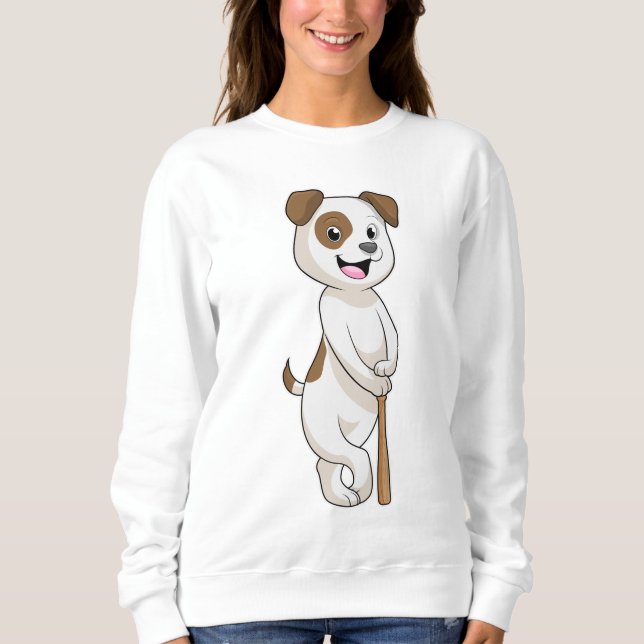 Moletom Cachorro no Baseball com bastão de beisebol (Frente)