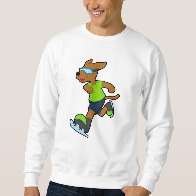 Moletom Cachorro no gelo patinando com óculos (Frente)