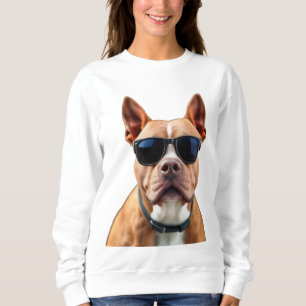 Moletom Cachorro nos óculos escuros Camisola de mulheres