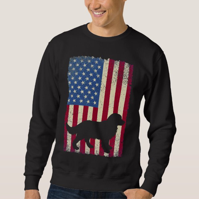 Moletom Cachorro-ouro Americano Bandeira Engraçada (Frente)