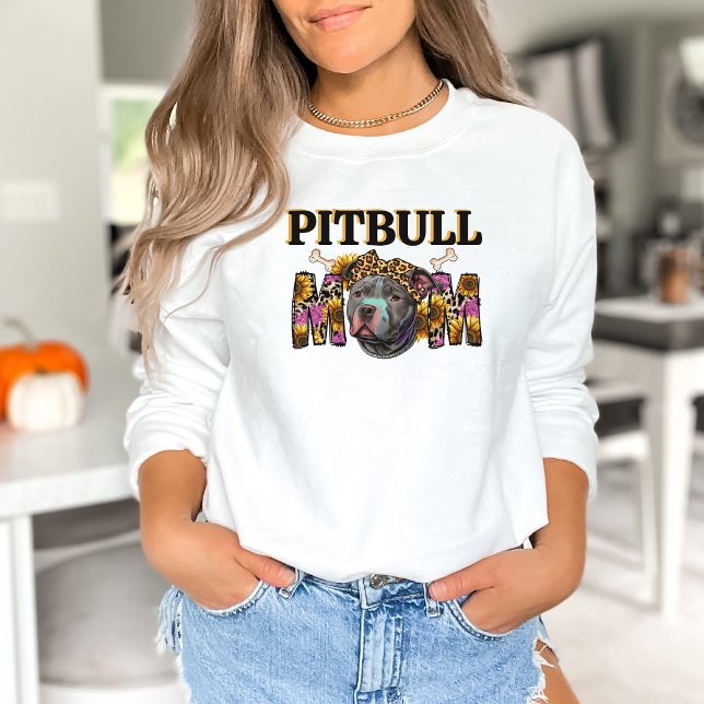 Moletom Cachorro Pitbull Mama Leopardo Imprime Girassóis (Criador carregado)