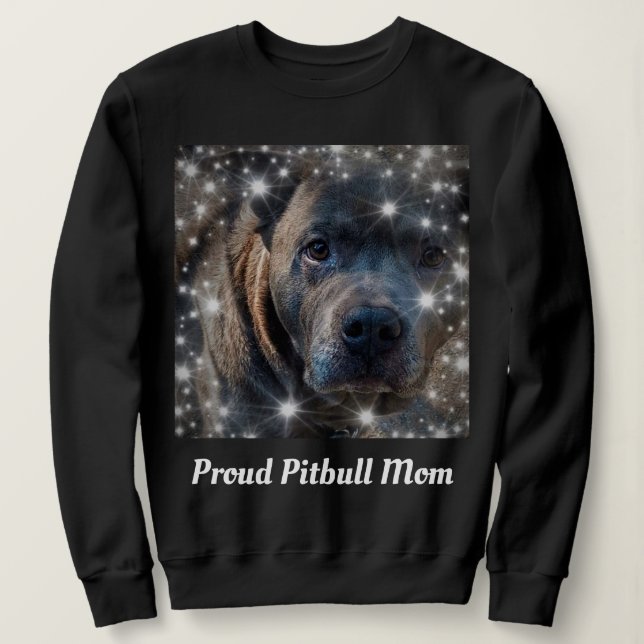Moletom Cachorro Pitbull Orgulhoso Mãe Preta (Frente do Design)