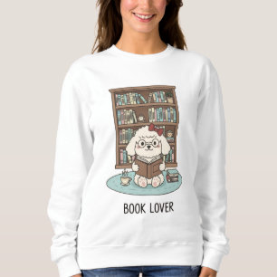 Moletom Cachorro Poodle Amante da Leitura Colorido Calmo