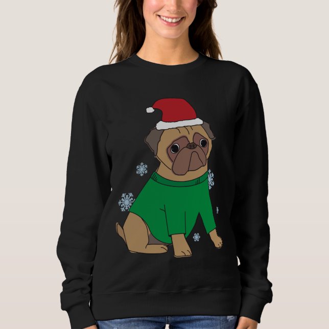 Moletom Cachorro Pug Festivo Ilustrado Pug Cachorro (Frente)
