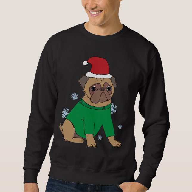 Moletom Cachorro Pug Festivo Ilustrado Pug Cachorro (Frente)