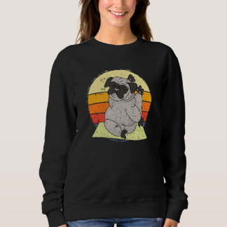 Moletom Cachorro Pug Ioga Pôr do Sol Retro Vintage Meditaç