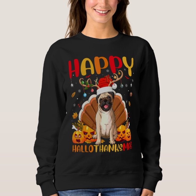 Moletom Cachorro Pug Pug Feliz OláBoasFestass (Frente)