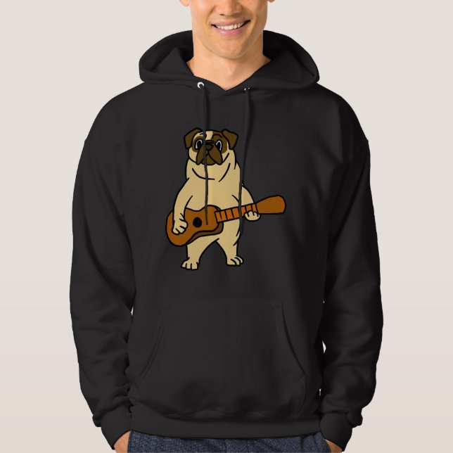 Moletom Cachorro Pug Tocando Guitarra Guitarrista Desenho  (Frente)