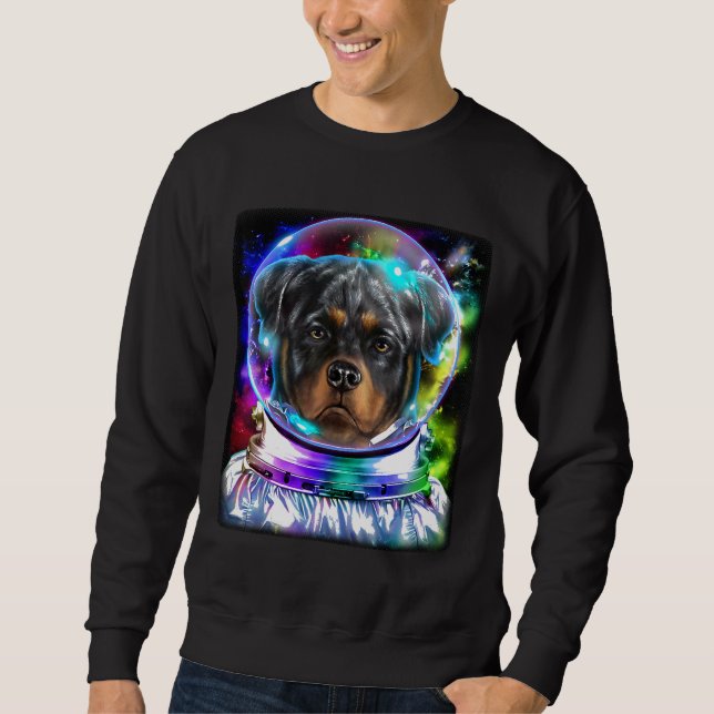 Moletom Cachorro Rottweiler Como Astronauta Explorando Esp (Frente)