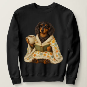 Moletom Cachorro Salsicha Amante de Livros Café— Wiener Do
