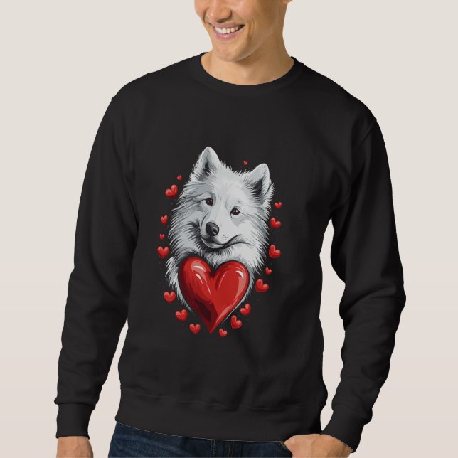 Moletom Cachorro Samoyed do Dia dos Namorados Com Corações (Frente)