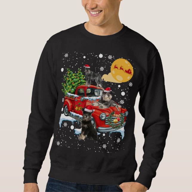 Moletom Cachorro Schnauzer De Natal Com Diversão De Caminh (Frente)
