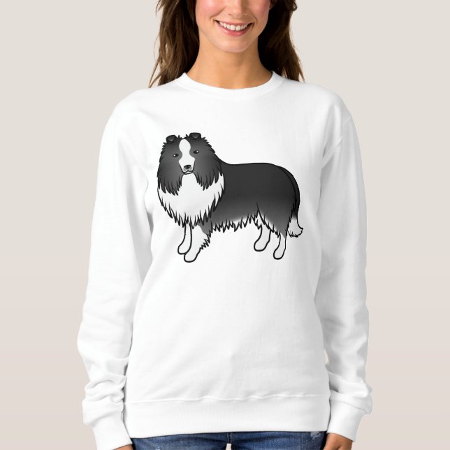 Moletom Cachorro Shetland Bi-Preto Cachorro de Desenho Ani (Frente)