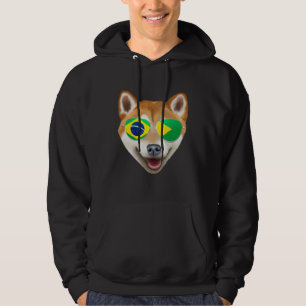 Moletom Cachorro Shiba Inu Bandeira Brasileira Brasil Bols
