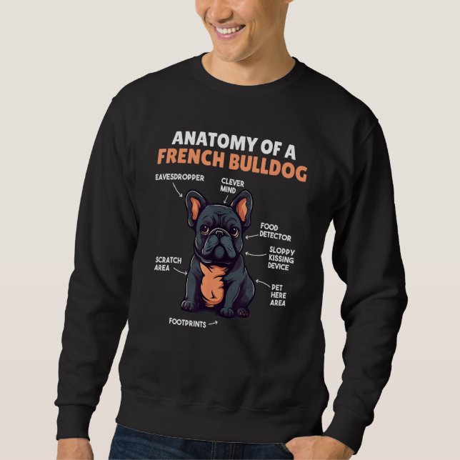 Moletom Cachorros Fofos Explicação Anatomia de um Bulldog  (Frente)