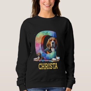 Moletom Cachorros - Letra Christa Name Rainbow Dog