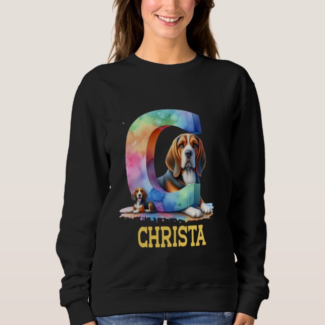 Moletom Cachorros - Letra Christa Name Rainbow Dog (Frente)