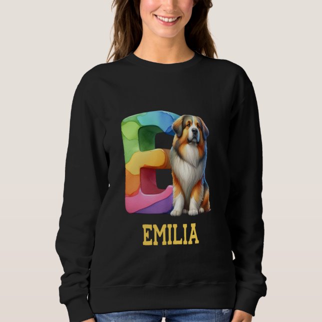 Moletom Cachorros - Letra Emilia Nome Rainbow Dog (Frente)