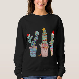 Moletom Cactus Christmas Tree Lights Cactus Lover Mão Dr