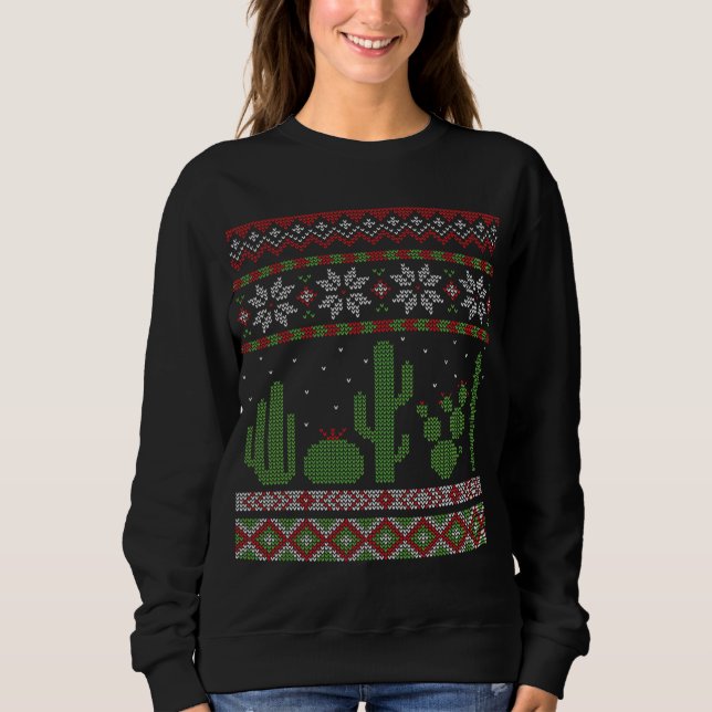 Moletom Cactus Ugly Christmas Sweater Sudoeste Cactos Succ (Frente)