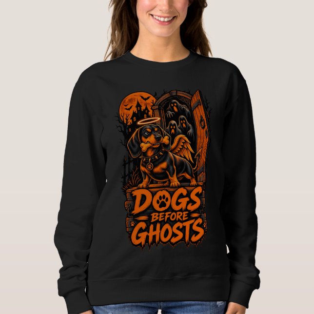 Moletom Cães Antes dos Fantasmas Dachshund Halloween Guard (Frente)