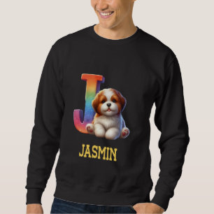 Moletom Cães Cachorros - Letra Jasmin Nome Rainbow Dog