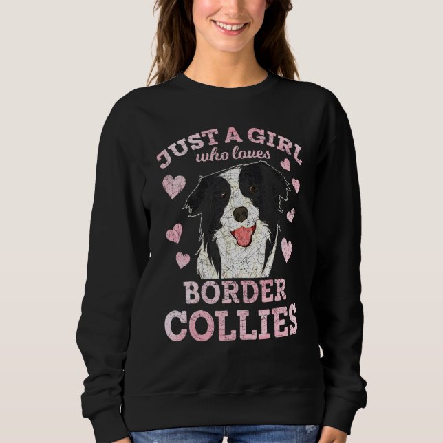 Moletom Cães Meninas Animais Corações Bordo Collie (Frente)