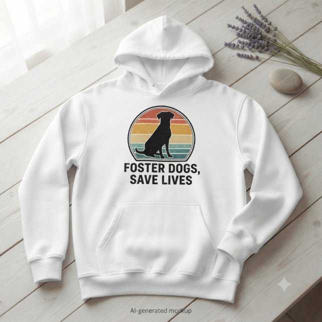 Moletom Cães Resgatados Salvam Vidas Presente de Presente  (Retro sunset design, ideal for passionate animal advocates and pet foster volunteers.)