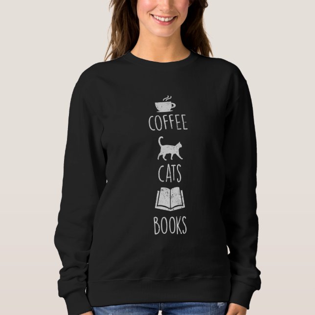 Moletom Café Cats Livros Bookworm Caffeine Lover Men Win (Frente)