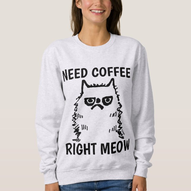 Moletom Café Engraçado T-shirts de gato rabugento (Frente)
