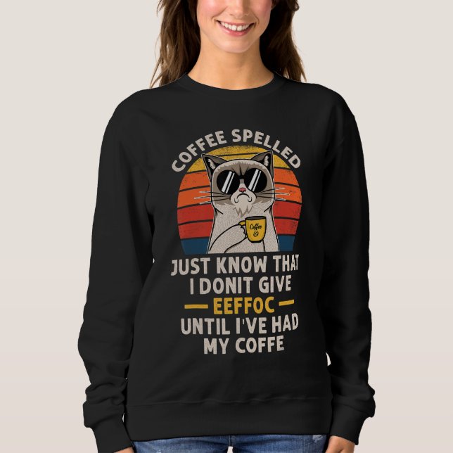 Moletom Café Escrito ao Contrário É Eeffoc Gatos Bebem Caf (Frente)