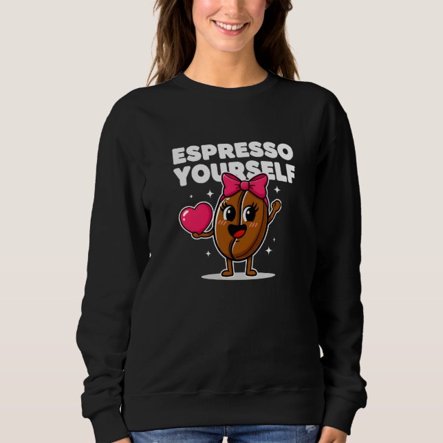 Moletom Café Fofinho Expresse-se Grão de Café Kawaii Coraç (Frente)