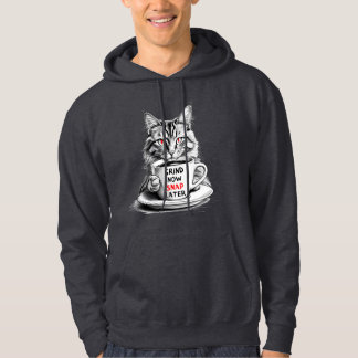 Moletom Café Grumpy Gato Hoodie com Bold Caffeine Quote
