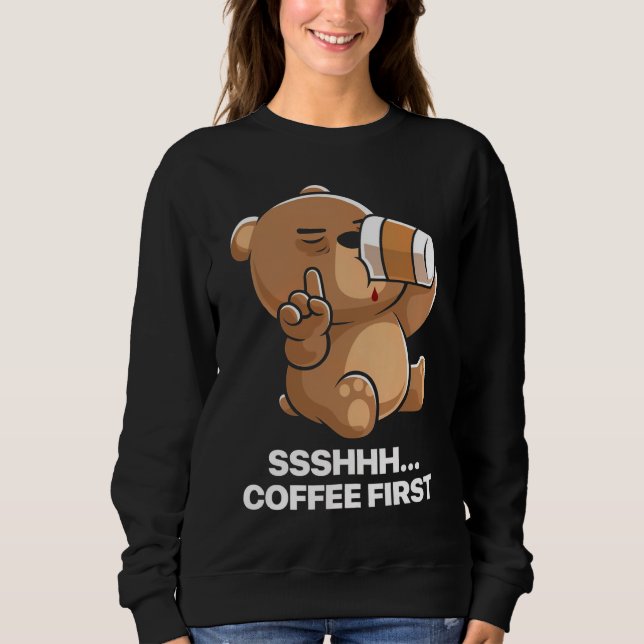 Moletom Café Primeiro do Urso Sonolento Engraçado (Frente)