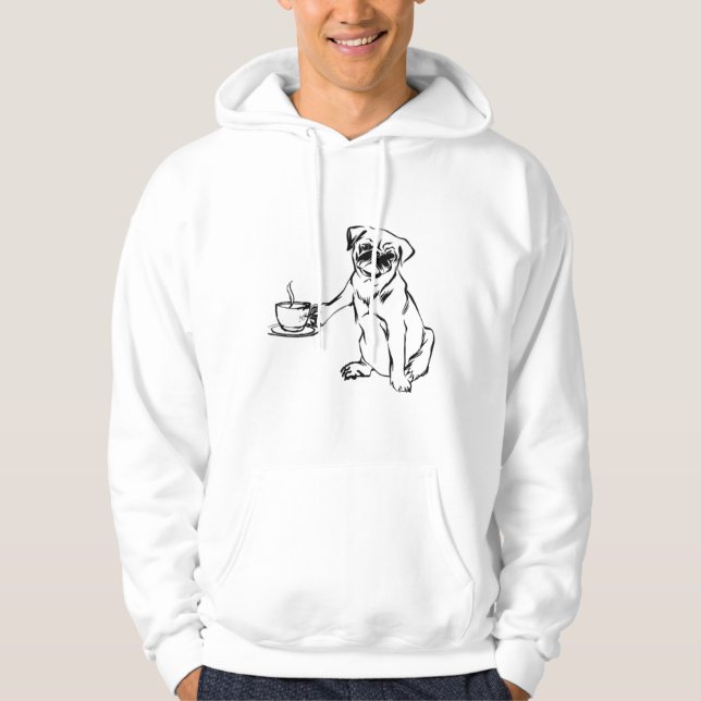 Moletom Café Pug Preto E Branco (Frente)